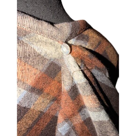 R&K Brown Plaid Dress w/ Detachable Cowl Neck Women’s Medium NWT - Picture 3 of 10